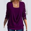 Kvinners blonder strikket langermet bluse Topper Dame Casual Løs plissert T-skjorte T-skjorte
