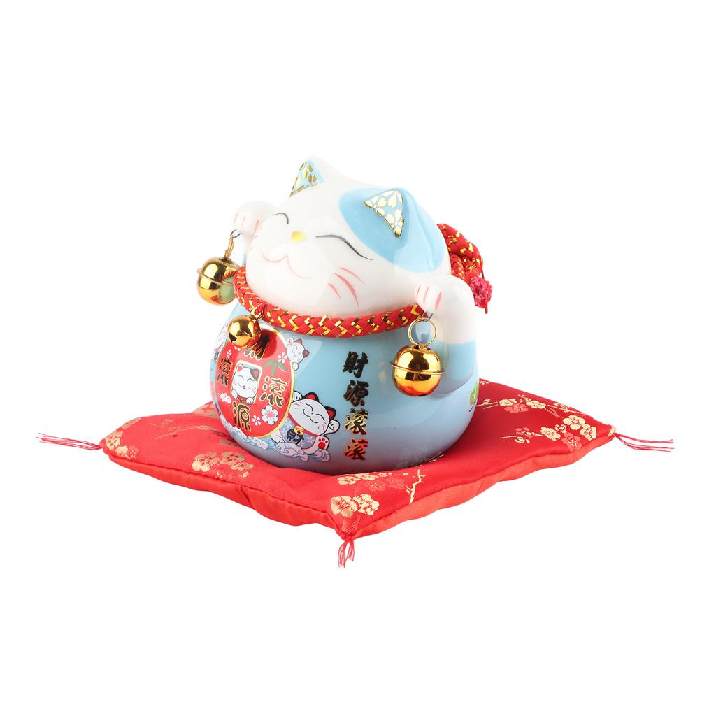 Lucky Cat Coin Bank 4.5in Exquisite Cute Bring Luck Good Ceramic Fortune Cat Saving Pot Desk Decoration