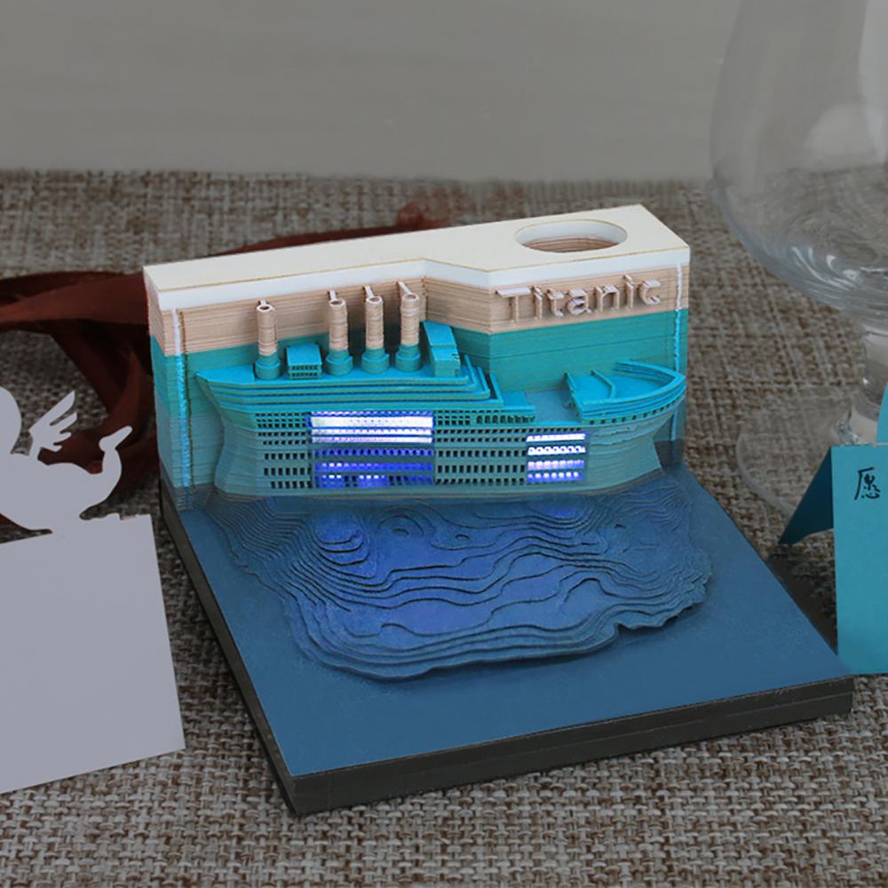Papier à découper sur mesure créatif pour cadeau d'artisanat, Papier à notes, Décoration de bureau, Bloc-notes 3D Titanic