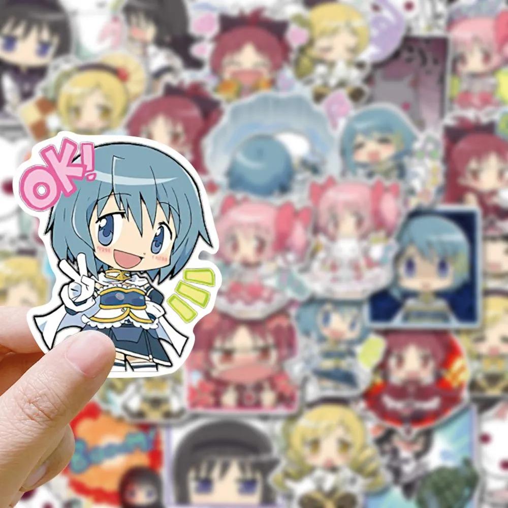 48Pcs Kawaii Anime Puella Magi Madoka Magica Stickers Kaname Madoka Akemi Homura Decals For Laptop Phone Cartoon Sticker Girl