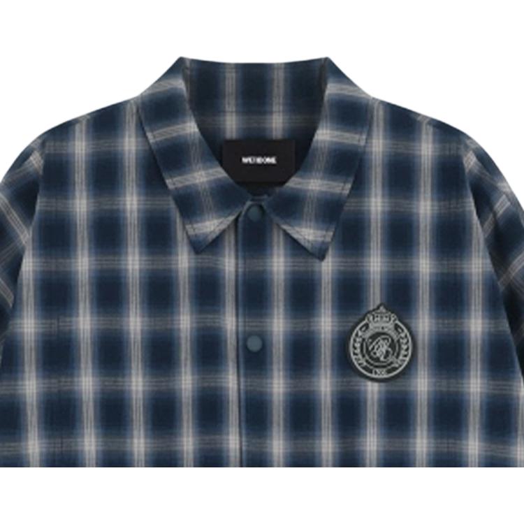 We11done Fw26 College Style Drop Shoulder Loose Fit Coach Plaid Jacket Unisex Jacket WD-JP2-26-027-U-BL