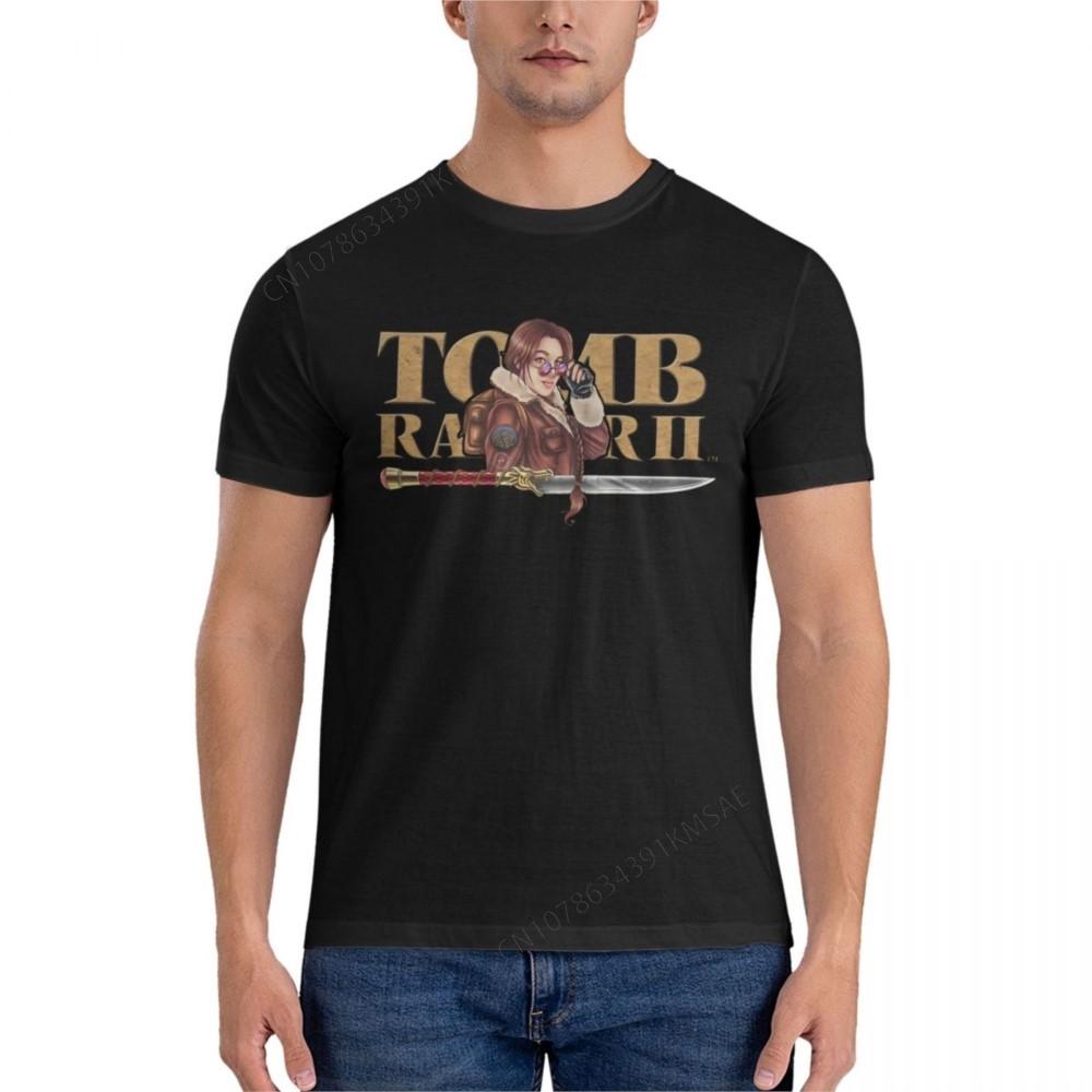Men T-Shirts Lara Fun Pure Cotton Tees Short Sleeve Tomb Raider T Shirts Crew Neck Clothes Gift