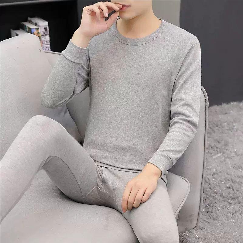 Men's and Women's Pure Cotton Long Johns Set: Warm Autumn Base Layer Knitwear for All Ages - Lightweight and Comfortable.