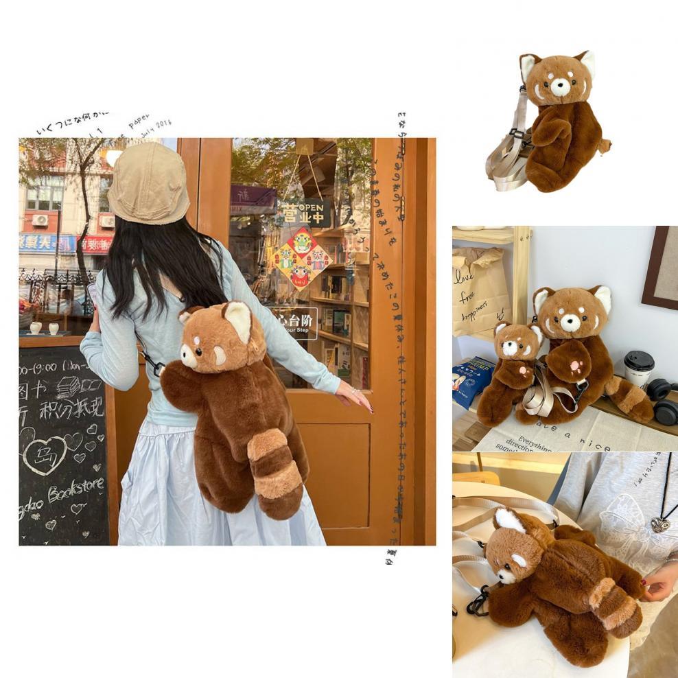 Cartoon Guli Guli Small Plush Panda Backpack With Adjustable Straps For Daily Use