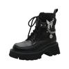 Women Metal Platform Middle Tube  New Dark Punk Increased Lace-up Female Lace Up Girl Motorcycle Boots