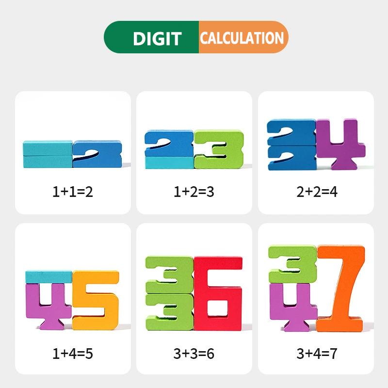 Wooden Stacking Construction Blocks Digital Creative Puzzle Children's Instructive Playthings Montessori Colour Construction Brick Playthings Present