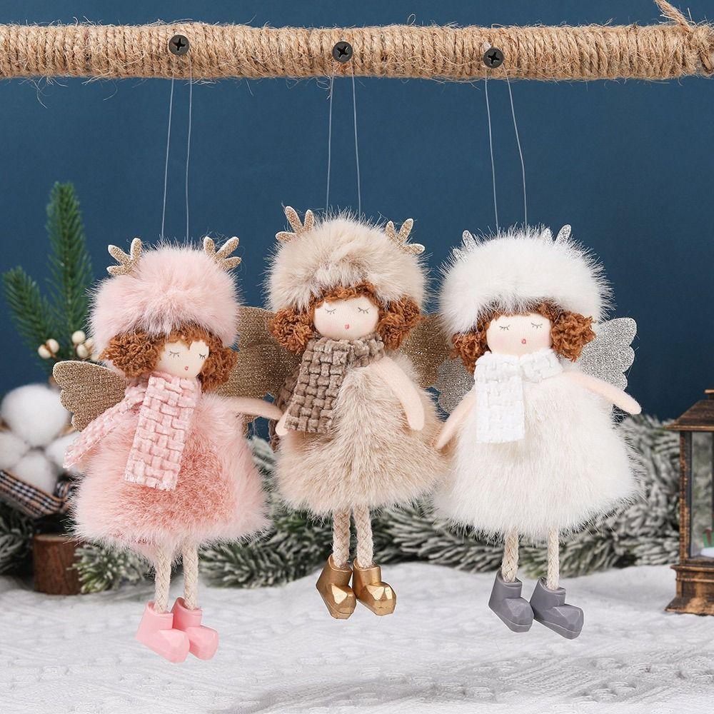 New Year Gift Angel Girl Christmas Ornament Merry Christmas Car Pendant Plush Angel Doll Pendant