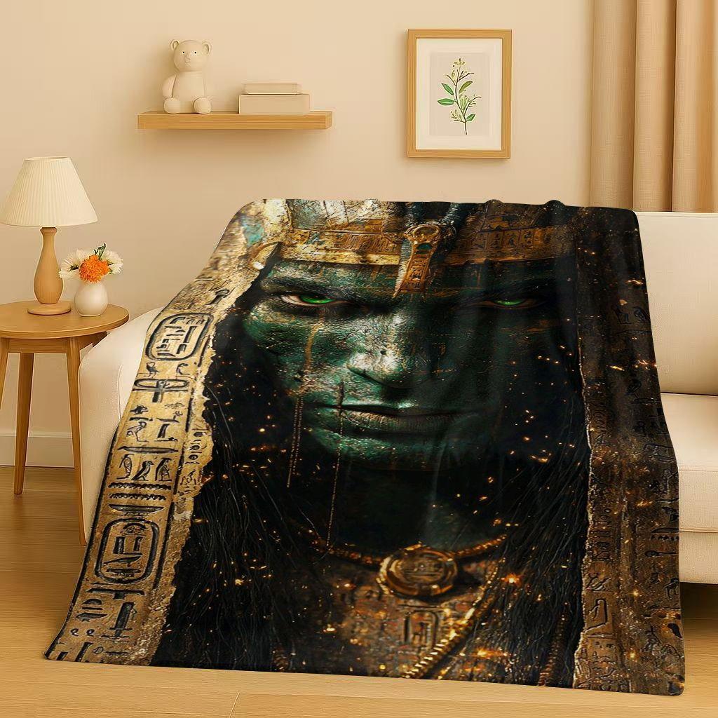 Toter Gott Anubis Pharao Altes Ägypten Mythologie Cartoon Flanelldecke, Ultraweiche Plüschdecke für Zuhause Schlafzimmer Bett Sofa Abdeckung