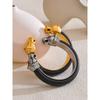 Yhpup 62mm Vintage Leather Wolf Personality Fashion Cuff Open Bracelet Bangle for Men Stainless Steel Wrist Wide Jewelry