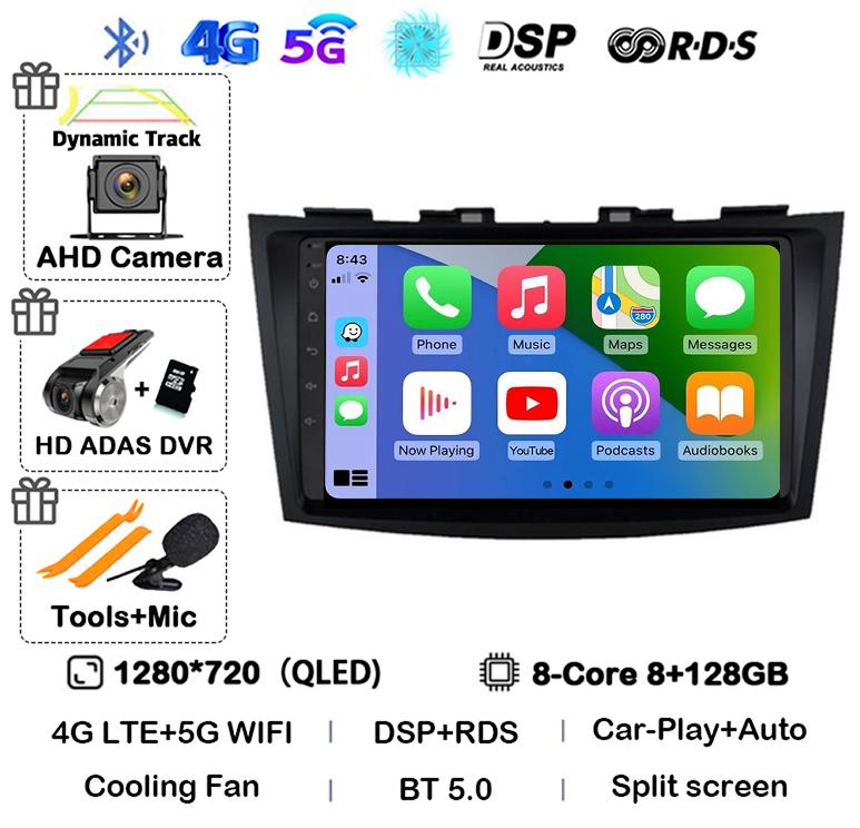 Android 14 Carplay Auto Car Radio For Suzuki Swift 4 2011 2012 2013 2014 2015 2016 Multimedia Video Player Audio GPS Stereo WIFI