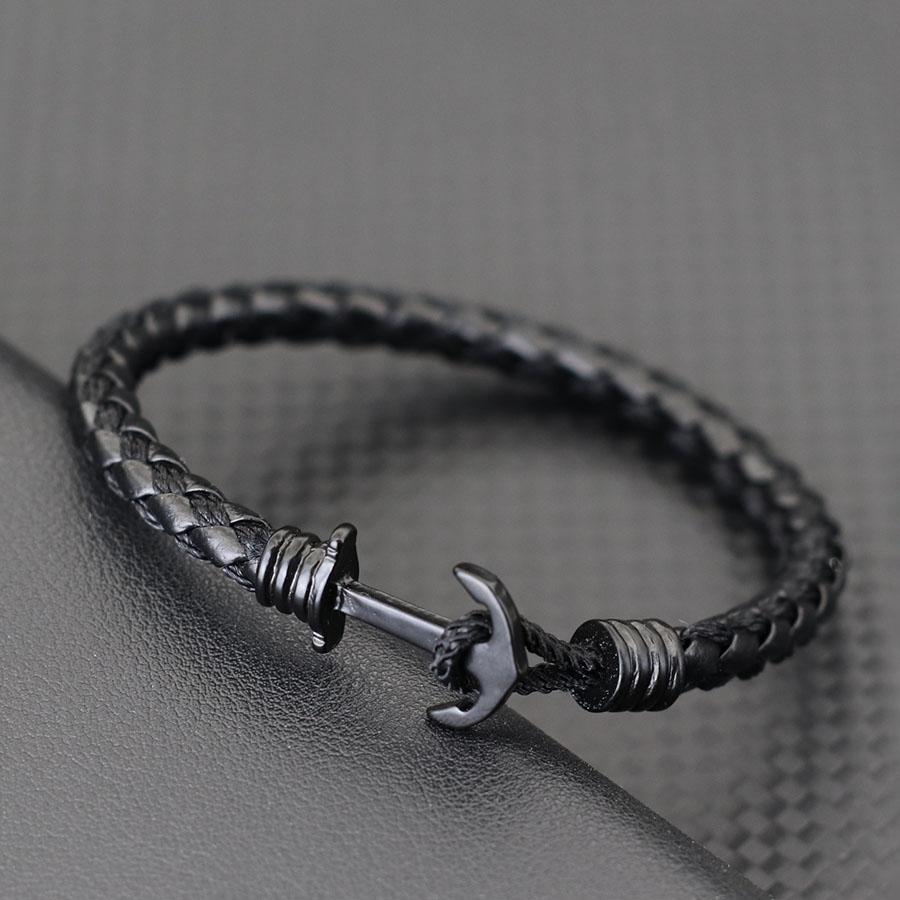 Trendy Hand-Woven Leather Men Bracelet Brown Vintage Navy Anchor Braclet Outdoor Riding Couple Leather Rope Bracelet