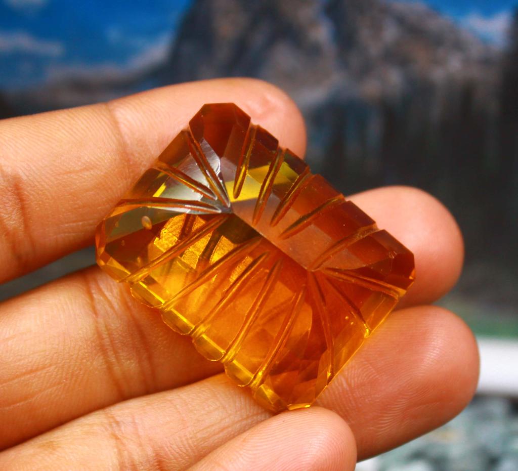 Excellent Offer 130.15 Carat Beautiful Hand Craft Emerald Shape Yellow Citrine Certified Gemstone SN643