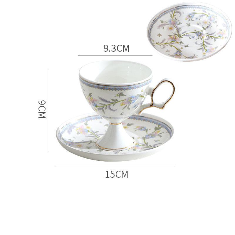 French Porcelain Coffee Cup and Saucer with Palace Relief Delicate Gold-rimmed Bone China Milk Mug Afternoon Tea Flower Tea Cup