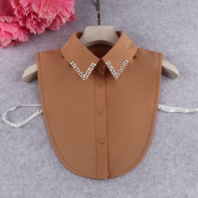 Μόδα Χρώμα Καραμέλας Λευκό Ψεύτικος Γιακάς Πουκάμισο Γυναικείο Ψεύτικος Γιακάς Μισό Πουκάμισο Μπλούζα Ψεύτικος Γιακάς Γυναικείο Πουλόβερ Πουκάμισο Αποσπώμενοι Γιακάδες