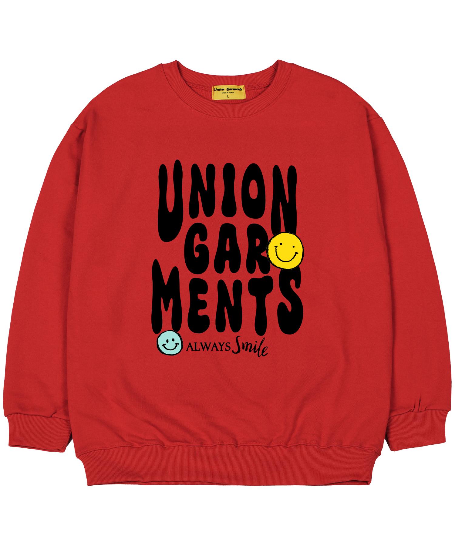 Union Garments [С подкладкой из флиса] Smile Garments Свободная толстовка Красная Xl