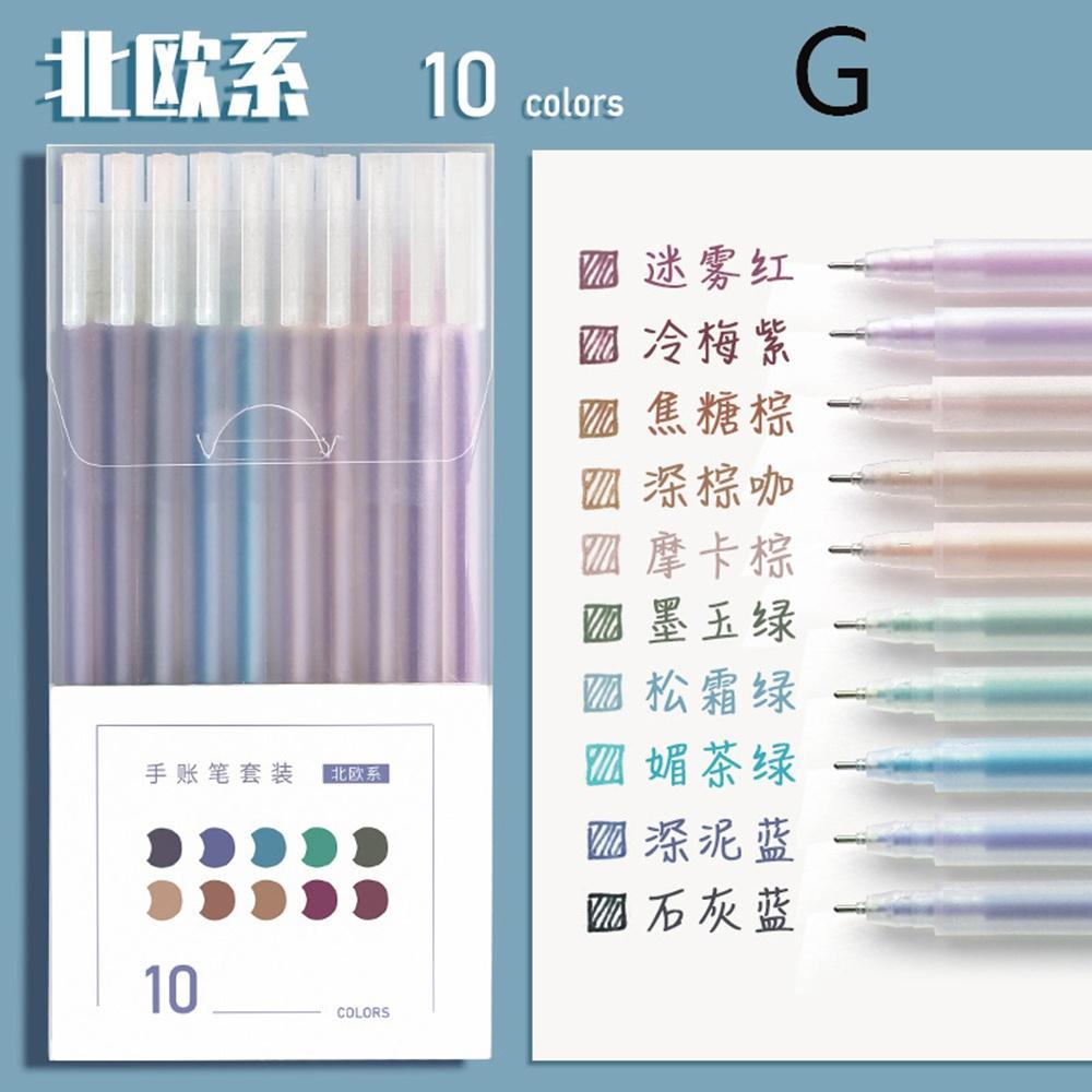 10 Colors 0.5mm Morandi Color Gel Pen Set Journal Paint Pen for Student School Supplies Office Stationery