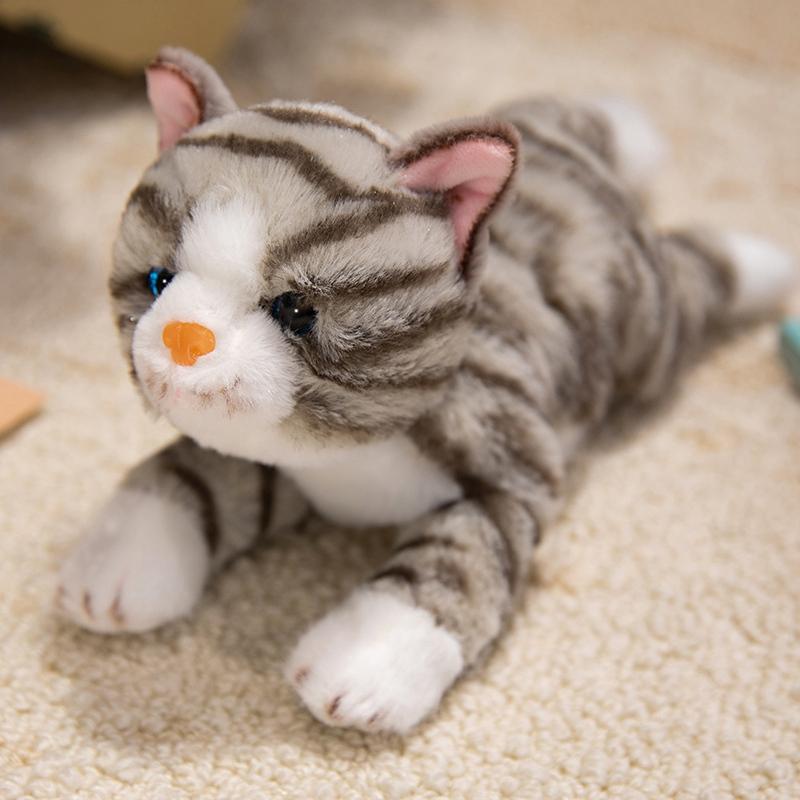 28CM Cute Simulated Cat Doll Plush Toy Stuffed Soft Animal Plush Orange Gray Stripe Kitten Pillow Birthday Gift Pet Toys Decor