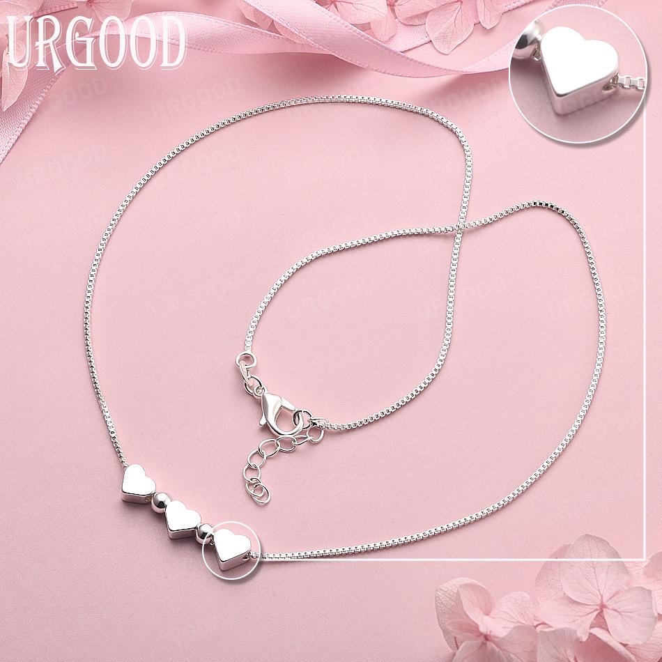 

925 Sterling Silver Jewelry 18 Inch Heart Necklace 45cm