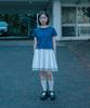 Ohesio Stripe Logo Crop T-Shirt, Blue
