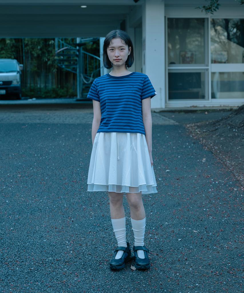 Ohesio Stripe Logo Crop T-Shirt, Blue