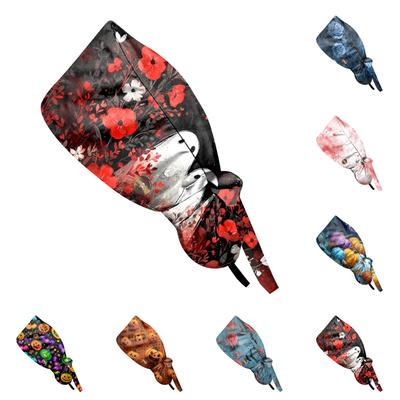 Fashionable Halloween Print Work Cap, Casual Women's Ponytail Cap, Wash Cap, Baotou Cap