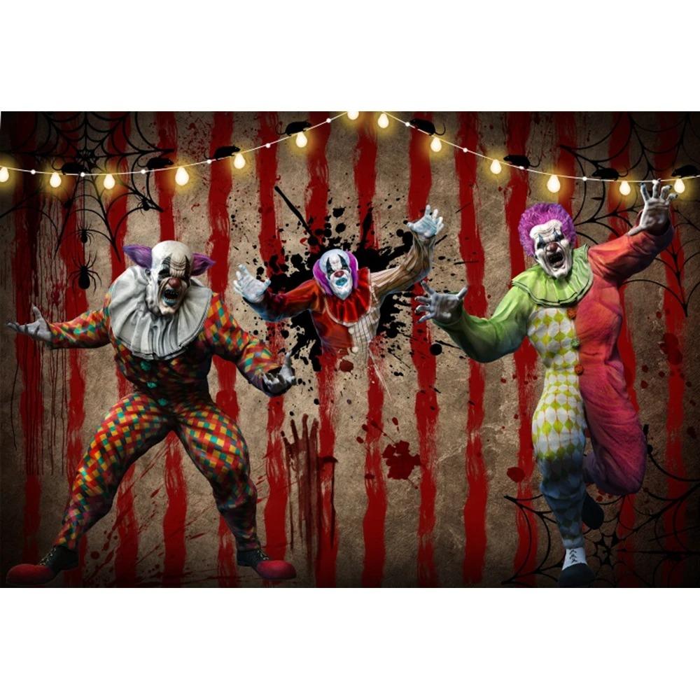 Circus Halloween Background Hanging Cloth Full Moon Night Witch Skull Carnival Party Decoration Background Photography Studio
