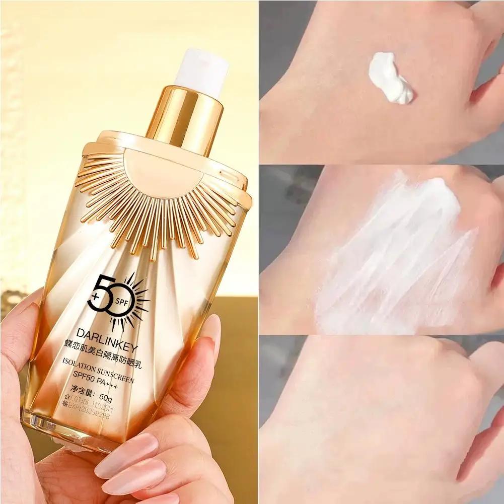 Protetor Solar Clareador Cuidado Facial Loção Controle de Oleosidade Protetor Solar SPF50+++ Hidratante Corretivo Facial CC Cream Base Maquiagem Skincare 50g