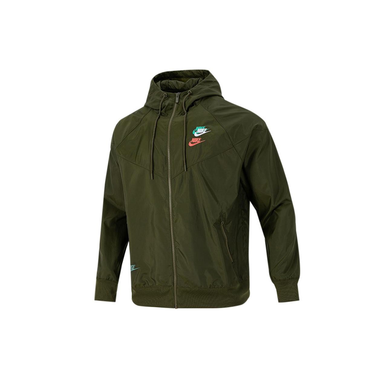 Nike Embroidered Logo Sports Woven Hooded Jacket Olive Green Men s DM7924-326 S