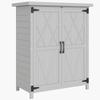 Garden Shed Garden Cabinet 3 Shelves 2 Doors Galvanized Sheet Metal Roof Waterproof Solid Wood 75 X 40 X 90 Cm Gray