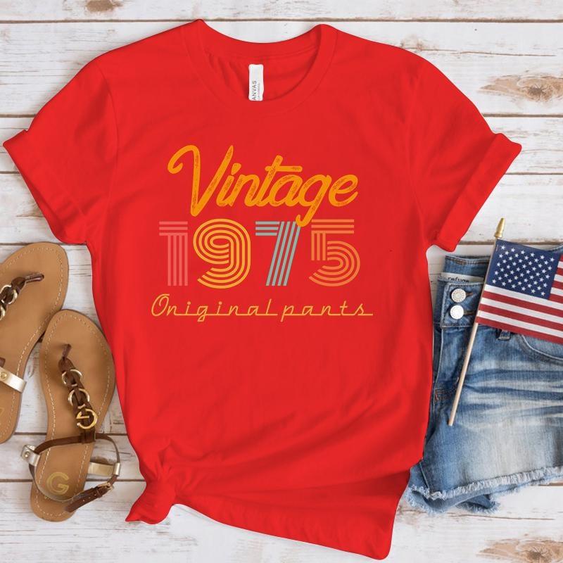

Fashion Vintage 1975 Printed T-Shirts Men Women Summer Casual Short Sleeved T-Shirts Round Neck Tops Vintage 1975 Shirt M