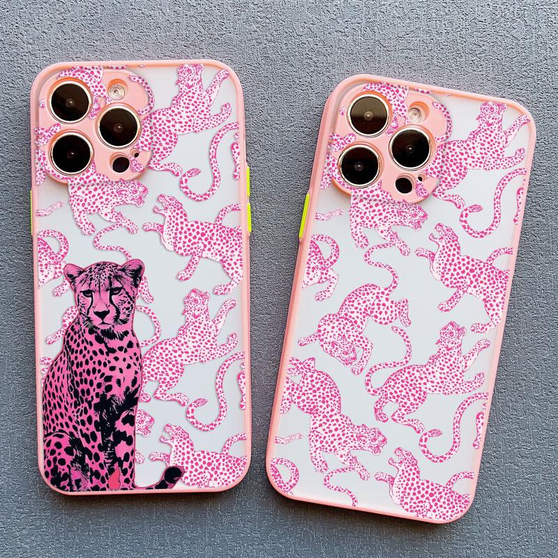 Pink Leopard Print Pattern Phone Case For iPhone 16 15 Pro Max Plus 17 Pro Max 14 13 Mini 12 11 Pro Max Shockproof Back Covers