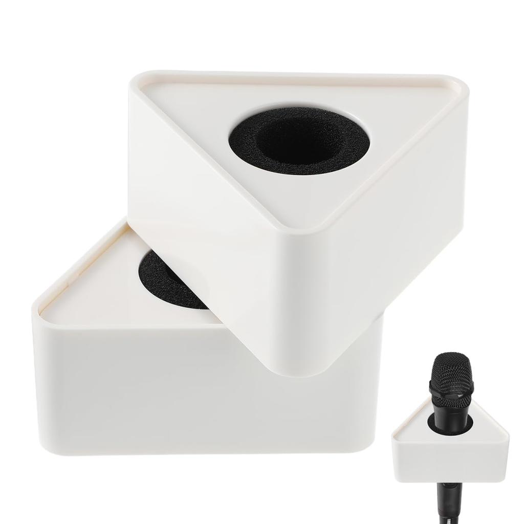 EXCEART Interview Microgo ABS Injection Molded Interview Microphone Station Microphone Flag Advertising Image Enhancement Portable Set of 2 (White
