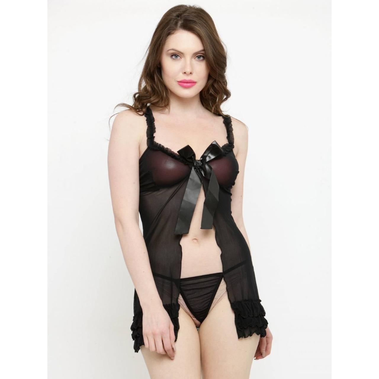 

Женская ночная рубашка Ladysta Baby Doll, свободный размер (С, М, Л) FREE SIZE (S/ M/ L) чёрный