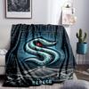 Seattle Kraken Logo Throws Blanket Flannel Blankets Plush for Couch Bed Gifts for Men Women Travel picnic blanket Christmas fan gifts
