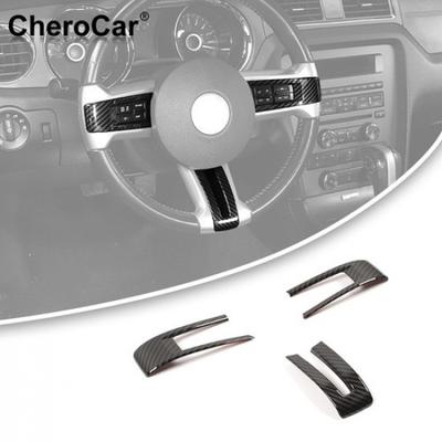 For Ford Mustang 2009-2013 Carbon Fiber Steering Wheel Frame Cover Trim Sticker