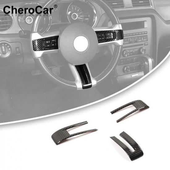 

For Ford Mustang 2009-2013 Carbon Fiber Steering Wheel Frame Cover Trim Sticker