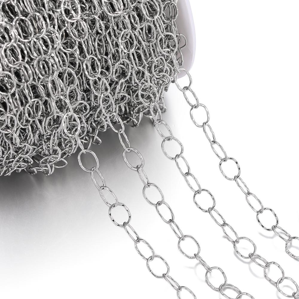 1Meter/Lot 304 Stainless Steel 5 Sizes Oval Shape Handmade Chains for DIY Necklace Bracelets Jewelry Making Accessories