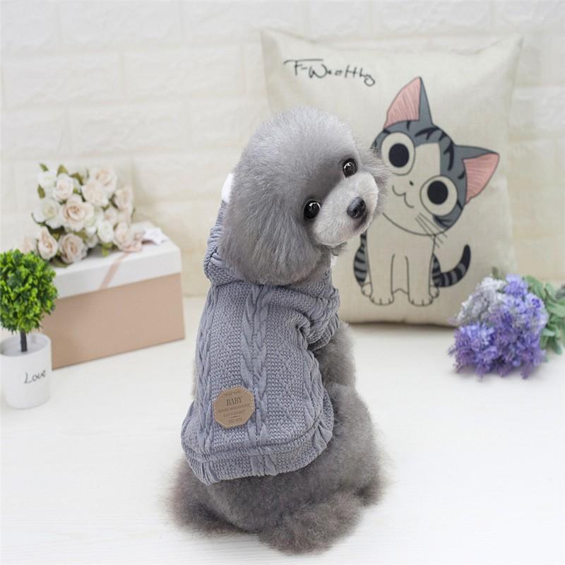 Warm Cotton Dog Sweater Small Breeds Winter Pet Clothing Two-Leg Design In Blue Wine Red Gray Army Green