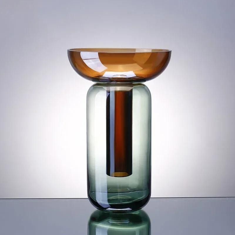 Gradient Colored Detachable Glass Vase Hydroponic Flower Pots Desk Decoration Artificial Flower Decorative Floral Arrangement