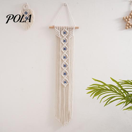 Handcrafted Cotton Rope Tapestry Boho Evil Eye Tapestry, Braided Wall Hanging Turkish Home Protection Decor Blue for Living Room Bedroom Nursery