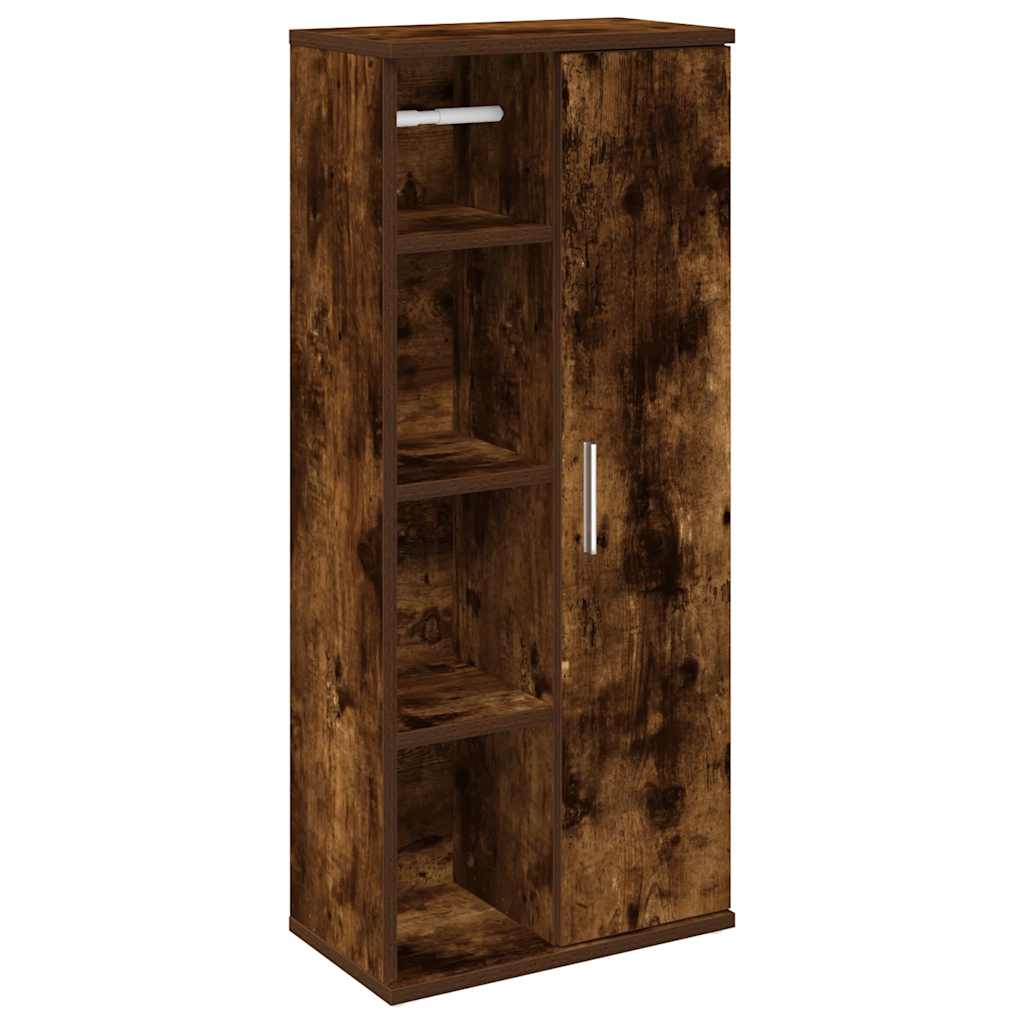 Bathroom Cabinet with Toilet Paper Holder Smoked Oak Finish 39 X 22 X 90 Cm
