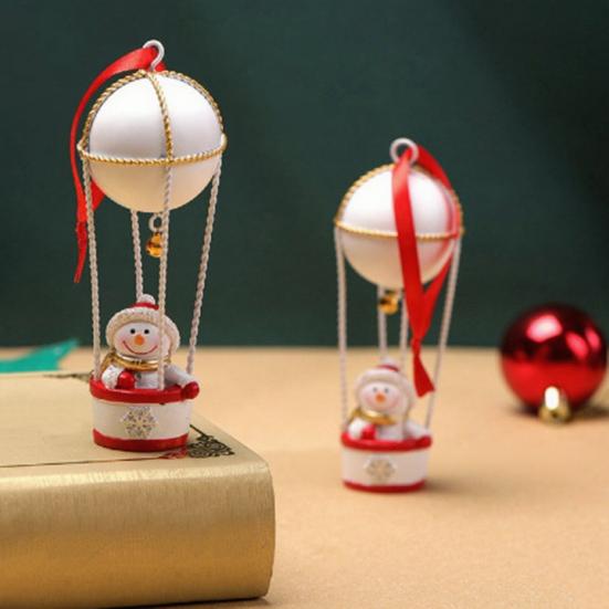 Santa Claus Deer Hot Air Balloon Ornament Iron Father Christmas Hot Air Balloon Decoration Hand-Painted Christmas Tree Decor