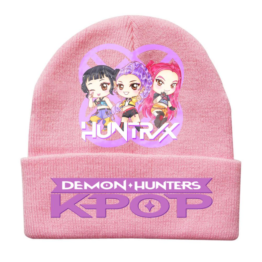 Kpop Demon Hunters Children Knit Beanie Cute And Charming Cartoon Printed Warm Cap Designed for Girls Fall Season Cold Season Outdoor Sports Birth