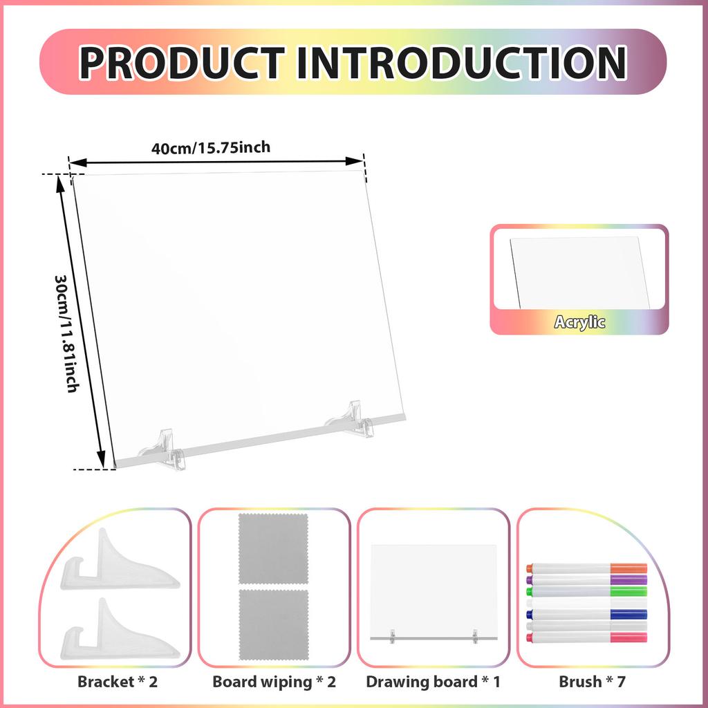 LED Note Board Night Light With Colorful 7 Pens DIY Acrylic Message Board Erasable Painting Drawing Board For Kids Birthday Gift