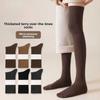 Thick and Warm Padded Women's Long Knee Socks with Woolen Cuffs for Autumn and Winter. Knee-length Over-the-knee Socks for Warmth.