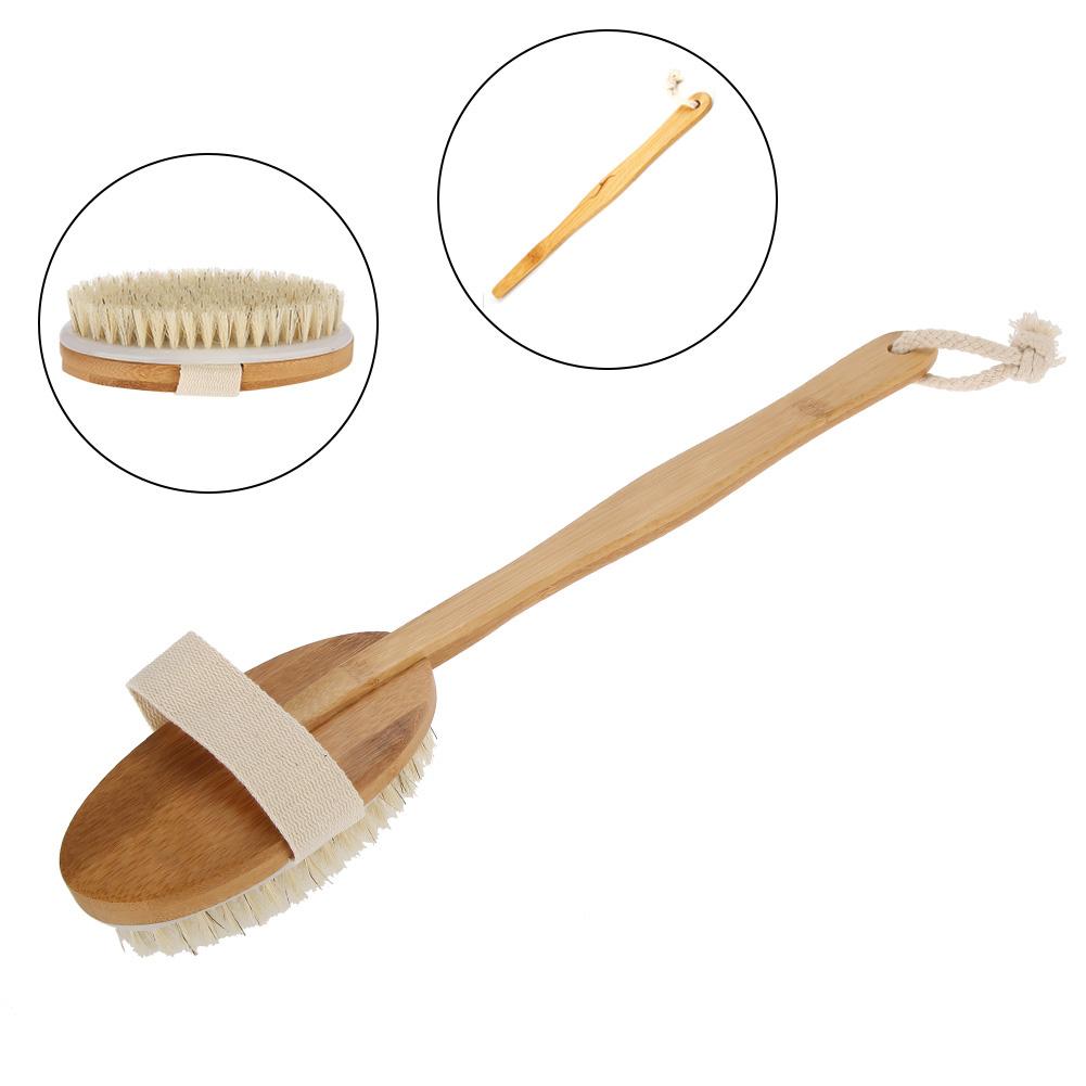Long Bath Shower Body Brush Bristles Brushing Exfoliating Skin Cleaning Care Brush Massager