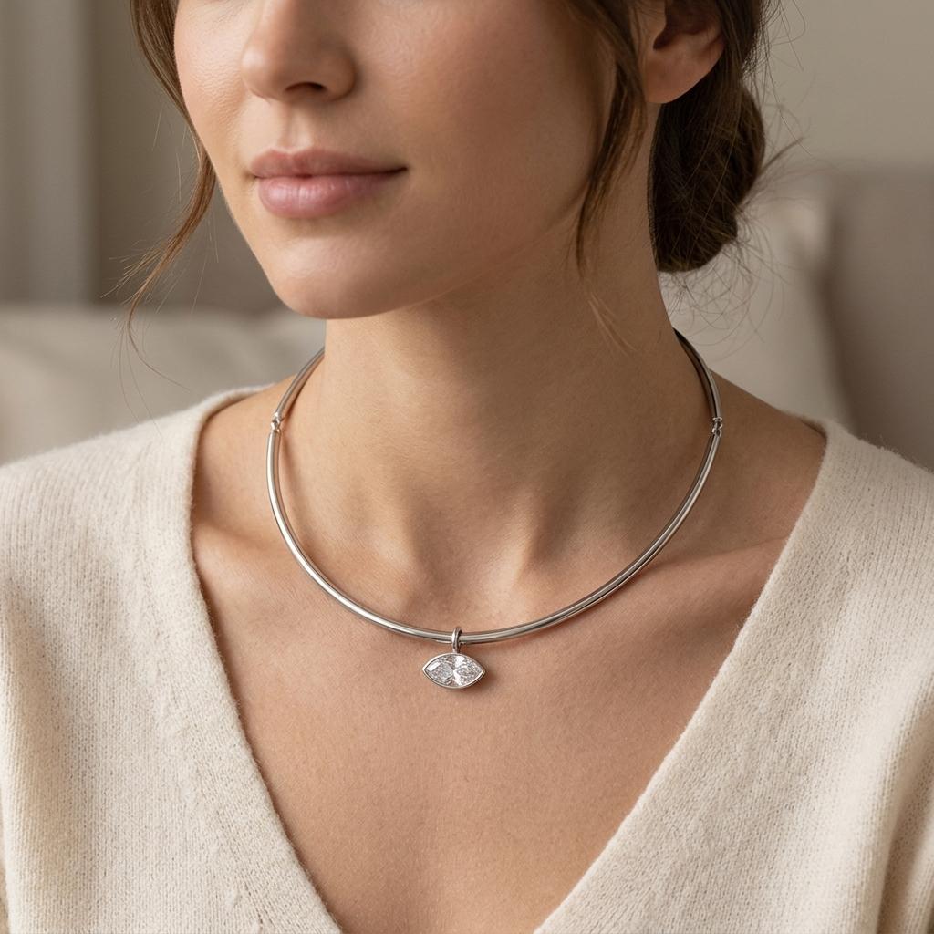 X&L 18K Gold PVD Plated Stainless Steel Necklace for Women New Fashion Geometric Zircon Pendant Necklace Charms Jewelry