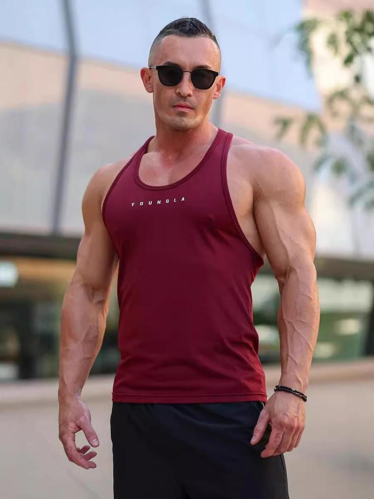 YoungLA Herren Slim-Fit Ärmelloses Schnelltrocknendes Muskel-Tanktop