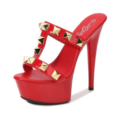 Model Rivet Zipper Sandals Transparent High Heel Platform Women's Shoes