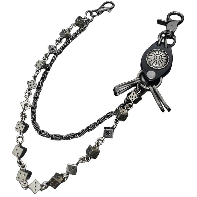 Gravierte Würfel Vintage Doppelte Hosenkette Vintage Hip Hop Trend Hüftkette